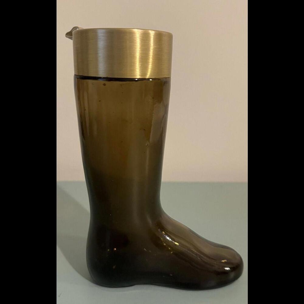 Vintage Avon Western Cowboy Boot Amber Glass Collectible Cologne Bottle Decanter